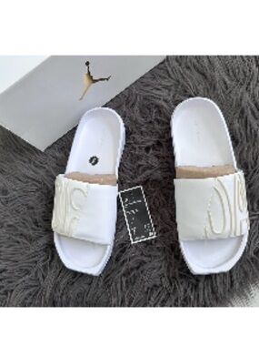 Nike White Embossed Slide Sandals for Women